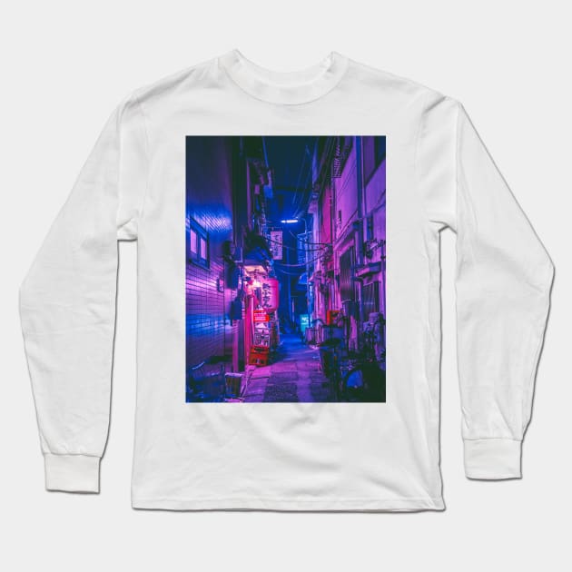 The Neon Alleyway Ghost Long Sleeve T-Shirt by HimanshiShah